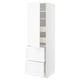 Armoire Ikea METOD blanche. Haut, mince, grain classique, aspect bois, étagères réglables.