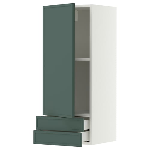 METOD / MAXIMERA Élément mural avec porte/2 tiroirs, blanc/Aspudden gris-vert foncé, 40x100 cm