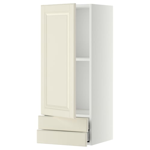 Meuble de cuisine METOD, blanc cassé, design carré, bois peint en crème.