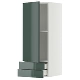 Armoire murale moderne vert brillant avec tiroirs coulissants.