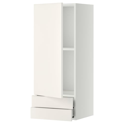Unité de cuisine METOD blanche avec deux tiroirs et une étagère.