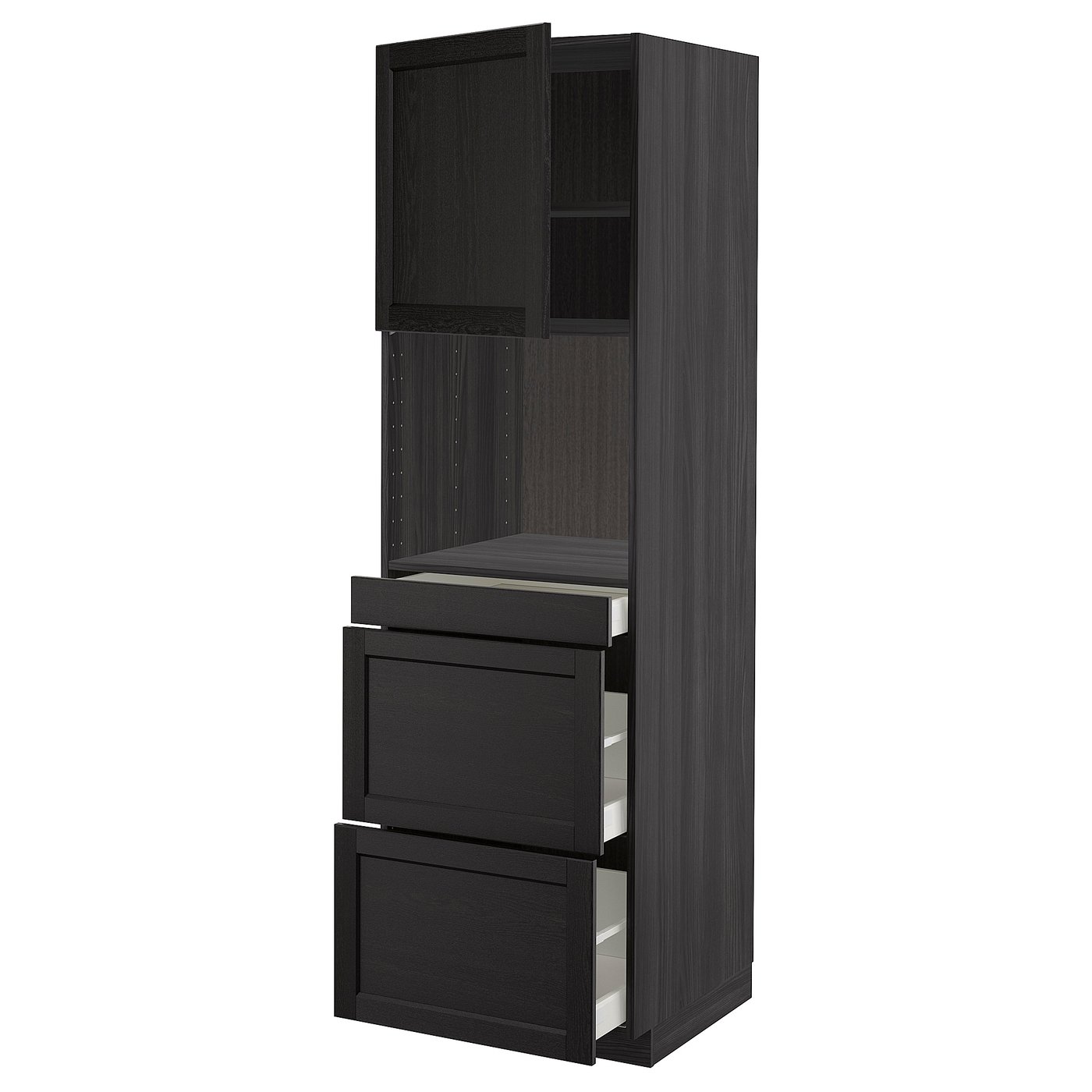 METOD / MAXIMERA Armoire micro-ondes av porte/3 tir, noir, Lerhyttan