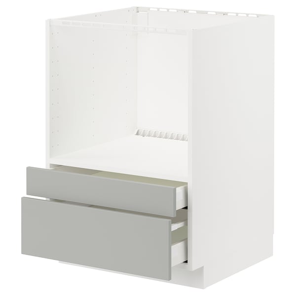 METOD / MAXIMERA Meuble pour micro combi/tiroirs, blanc/Havstorp gris clair, 60x60 cm