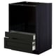 Armoire de cuisine noire moderne avec tiroirs.