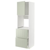 Meuble de cuisine METOD avec portes en stendre vert, étagères réglables, tiroirs à fermeture douce et construction robuste en panneaux de particules.