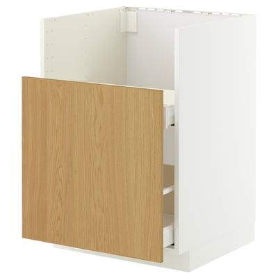 Armoire METOD, blanc & chêne, rectangulaire, 3 tiroirs, design moderne.