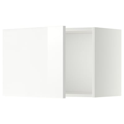 Unité de cuisine moderne blanche : ikea METOD avec portes brillantes.