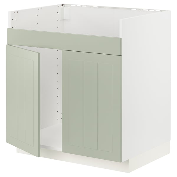 Meuble de cuisine METOD, vert, avec portes, intérieur blanc, rectangulaire, design à panneaux.