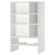 Armoire murale METOD blanche avec étagères ouvertes, design moderne pour organiser et cacher la ventilation.