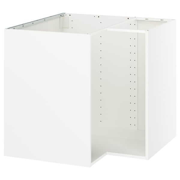 Armoire de cuisine METOD blanche, rectangulaire, avec côtés perforés pour étagères réglables, finition mélaminée robuste.