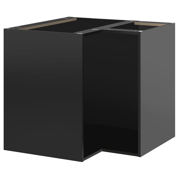 Armoire de cuisine METOD noire, rectangulaire, robuste, de couleur foncée, finition mélamine, design adapté aux coins.