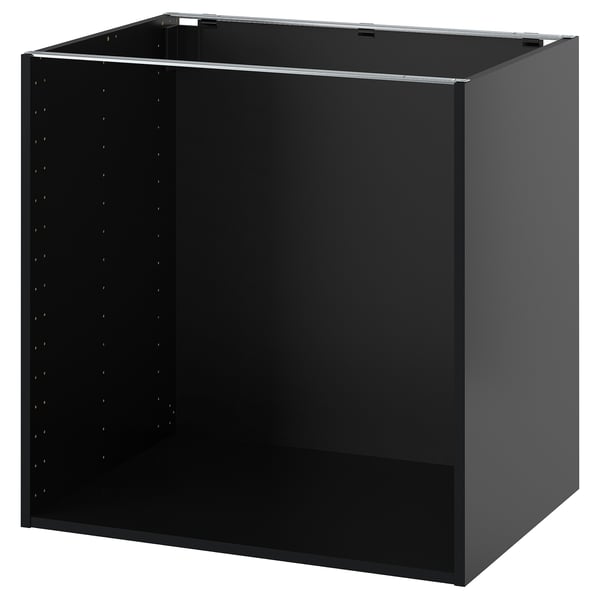 Armoire de cuisine METOD noire. Panneau mélaminé carré foncé de 18 mm, robuste, étagères pré-percées.