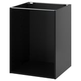 Un meuble de cuisine METOD noir. Il se tient seul, de forme carrée avec un dessus plat, offrant un potentiel de rangement organisé dans la cuisine.
