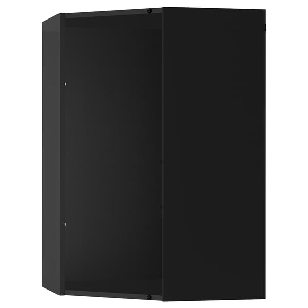 Armoire de cuisine METOD noire, de forme carrée, finition brillante, avec porte battante.