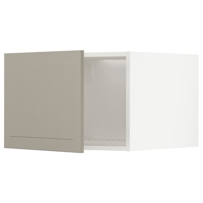 Une armoire de cuisine METOD beige avec une finition lisse et un design de panneau. Il a une forme rectangulaire élégante et est monté au mur.
