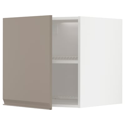 Une armoire de cuisine ouverte beige-blanc METOD, au design minimaliste avec des étagères réglables.