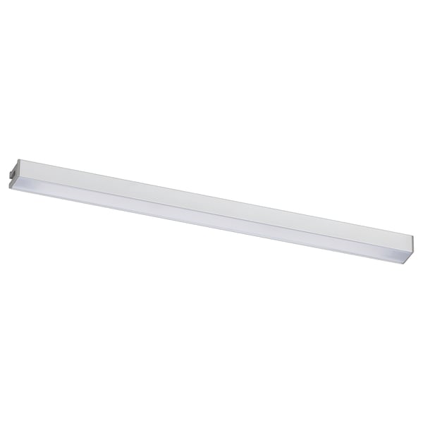 Un bar lumineux de cuisine MITTLED en argent, composé d’aluminium anodisé et de polycarbonate, conçu pour un éclairage efficace et à intensité variable.