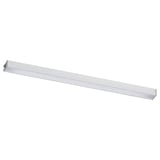 Un bar lumineux de cuisine MITTLED en argent, composé d’aluminium anodisé et de polycarbonate, conçu pour un éclairage efficace et à intensité variable.
