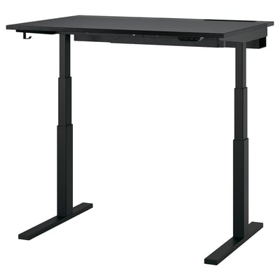 Bureau ajustable noir MITTZON Conception moderne, rectangulaire, assis-debout avec deux moteurs. Pieds en métal robustes avec pieds stables.