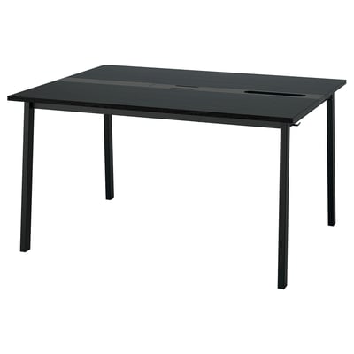 Table de conférence rectangulaire noire MITTZON avec pieds en métal, design élégant et gestion des câbles.