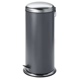 Poubelle MJÖSA grise avec couvercle et poignée en acier inoxydable, fermeture douce, seau intérieur.