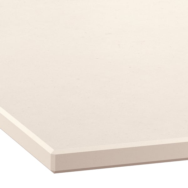 Plan de travail lisse et blanc cassé ; surface sans couture de haute qualité ; Conçu pour la durabilité et un nettoyage facile.