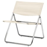 Chaise pliable Ikea MOFALLA blanche avec cadre chromé.