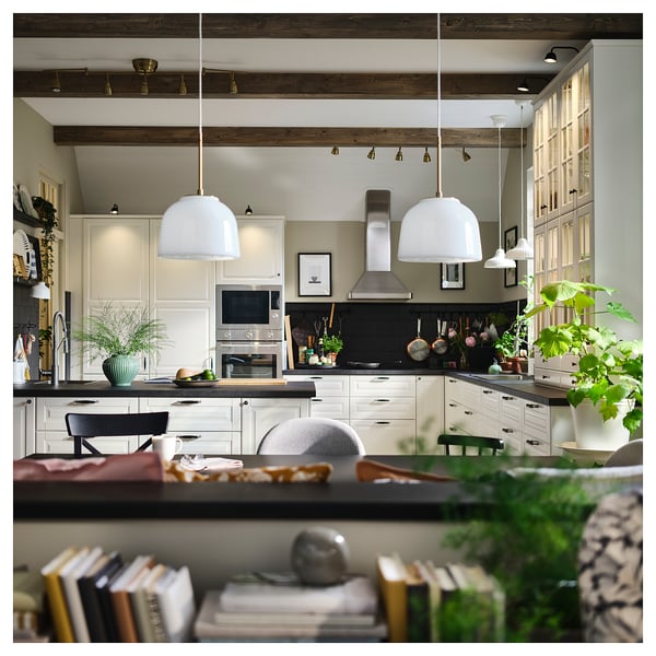 MUDDERVERK Suspension, pied laiton/opalin verre