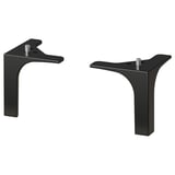 Deux pieds en métal en aluminium noir NANNARP, enduits de poudre, avec vis, pour le support de meubles surélevés.