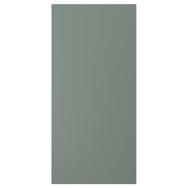 Un panneau d’armoire de cuisine NICKEBO en gris-vert avec un design lisse et rectangulaire. Il a une finition mate uniforme et mesure 30x60 cm.
