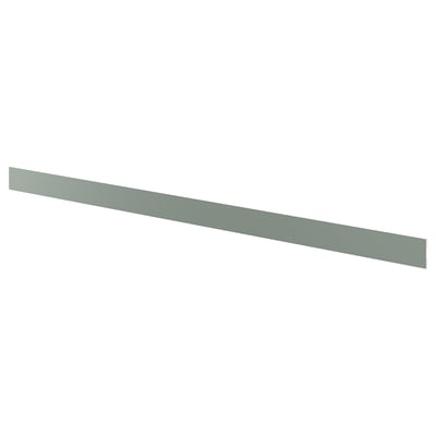 Socle de cuisine vert-gris, rectangulaire, surface lisse.
