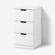 NORDLI Commode 3 tiroirs, blanc, 40x76 cm