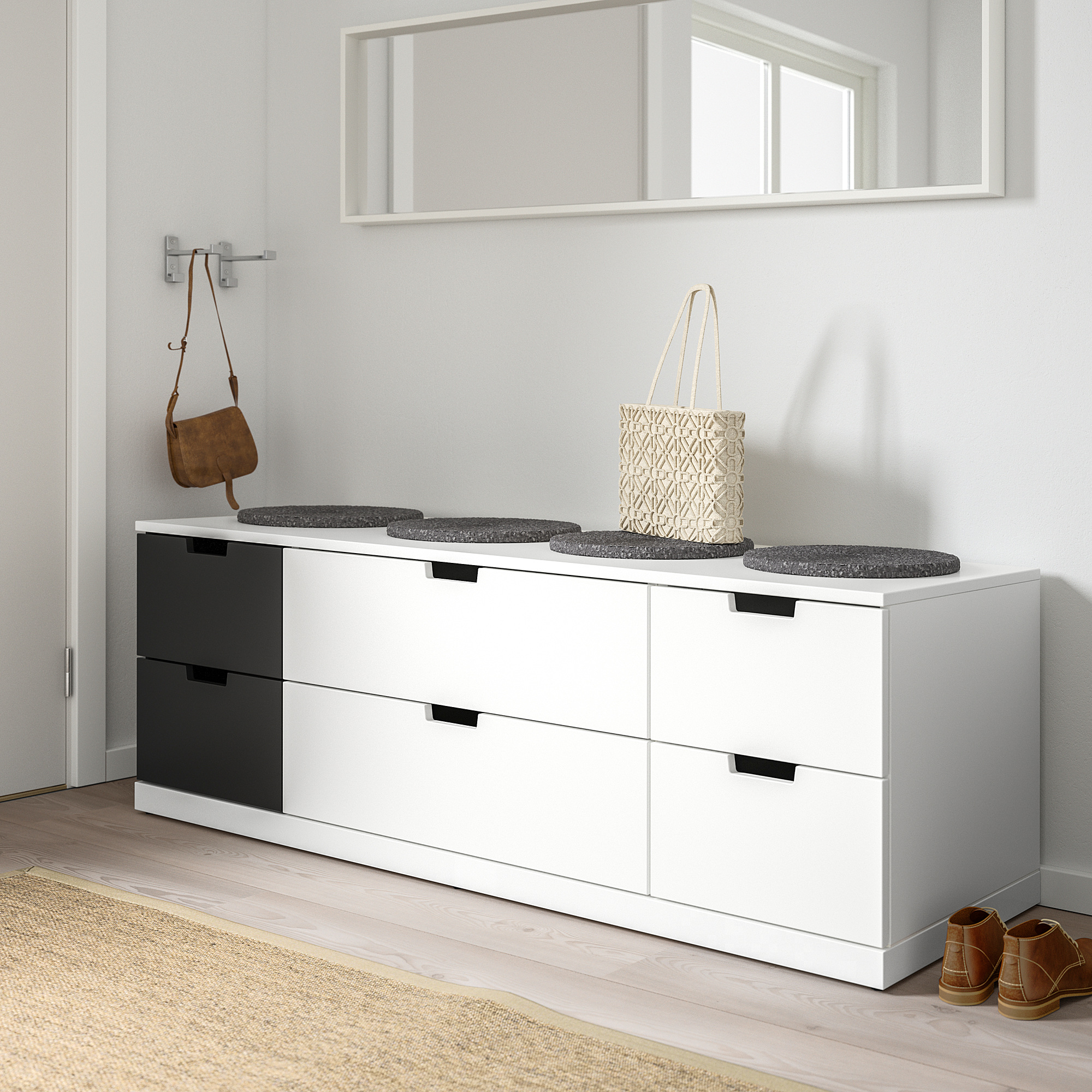 NORDLI Commode 6 tiroirs, blanc, anthracite, 160x54 cm IKEA