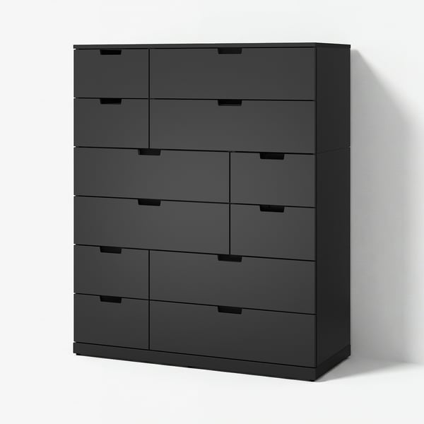 NORDLI Commode avec 12 tiroirs, anthracite, 120x145 cm