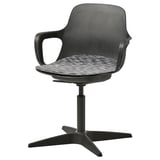 Chaise de bureau ODGER noire avec accoudoirs, hauteur réglable, pivotante et design moderne.
