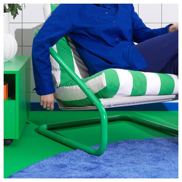 ÖNNESTAD Jeu de coussin pour fauteuil, vert/blanc/Radbyn