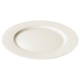 Assiette OFAILLINT, blanche, ronde, porcelaine, bord texturé.