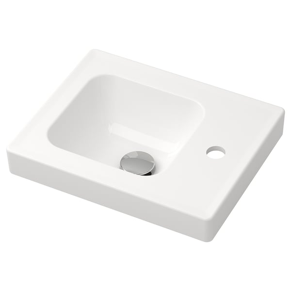 Évier en céramique blanche ORRSJÖN, design sans couture, style intégré, finition durable et lisse.