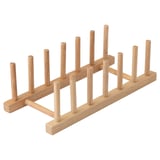 Un organisateur en bambou OSTBIT. Il s’agit d’une forme rectangulaire brun clair avec des fentes verticales. Parfait pour ranger soigneusement les ustensiles de cuisine.
