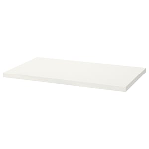 Une étagère PÅHL blanche. Son rectangulaire, fait de panneaux de fibres et de peinture acrylique, avec un bord lisse.