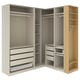 PAX Armoire d'angle, gris-beige/gris-beige plaqué chêne, 210/180x236 cm