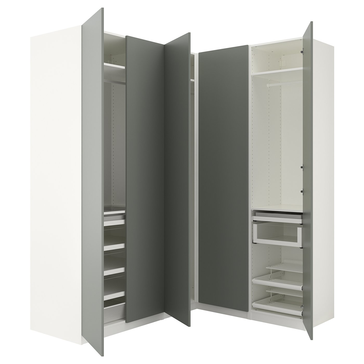 PAX Armoire d'angle blanc, Reinsvoll gris vert IKEA