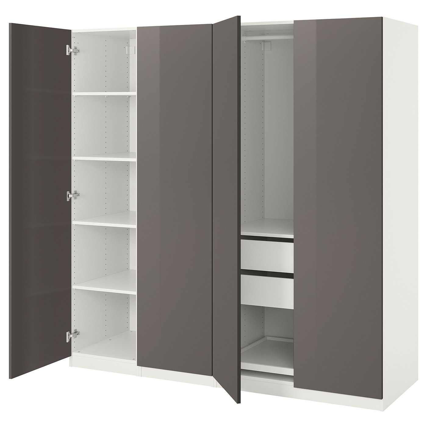 PAX / FARDAL Combinaison armoire blanc/brillant gris IKEA