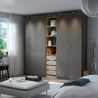 PAX / FORSAND Combinaison armoire, gris foncé gris-beige/gris foncé, 250x60x236 cm