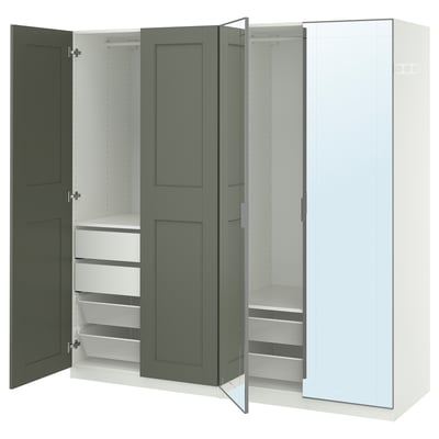 Armoire PAX : vert et blanc, 3 portes, miroir 97 caractères