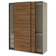 PAX / MEHAMN Armoire pte coul, gris-beige noir/double face noyer, 150x66x201 cm