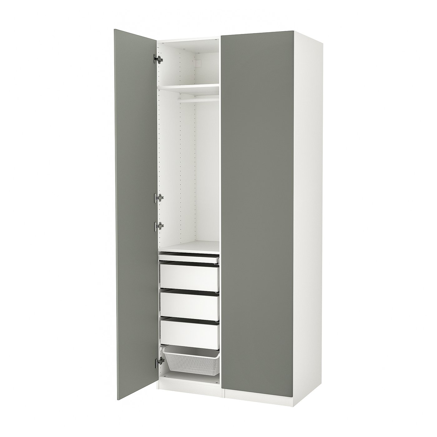 PAX / REINSVOLL Combinaison armoire, blanc/gris vert, 100x60x236 cm