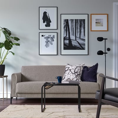 PELARKÖRSBÄR Tapis, poils ras, beige clair/motif feuille, 160x230 cm