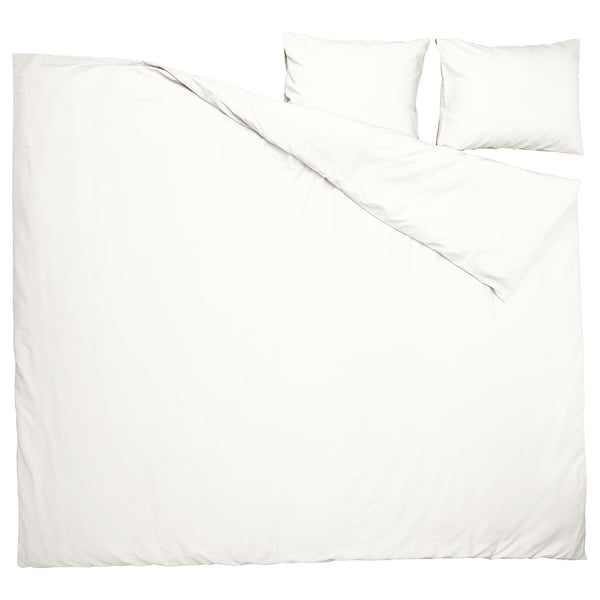 Ensemble housse de couette Tremble PILTANDVINGE, blanc, mélange polyester-viscose, rectangulaire, finition lisse.