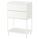 Meuble de rangement PLATSA blanc avec cadre en métal, 3 étagères, design minimaliste.